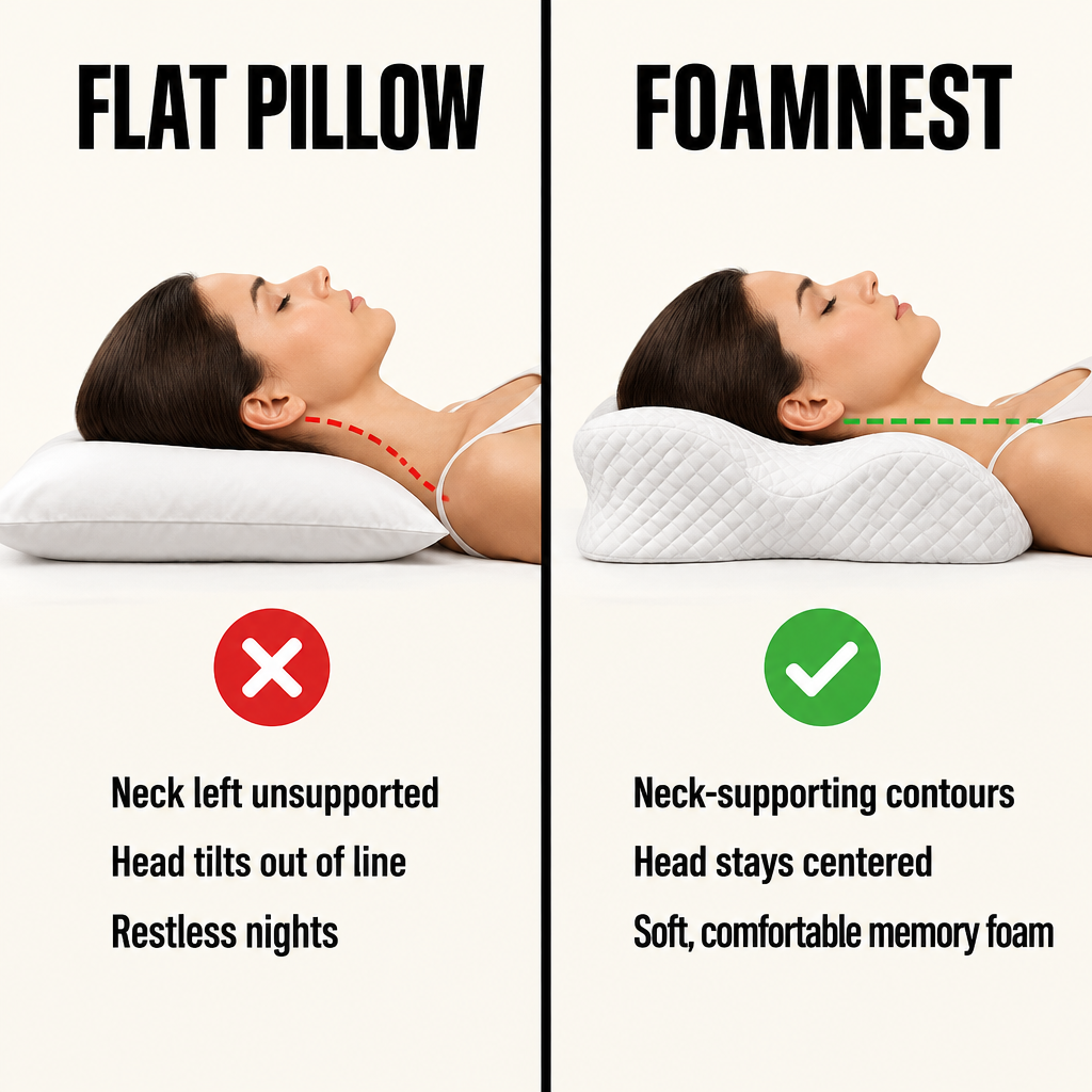 Flat pillow versus FoamNest neck support and comfort