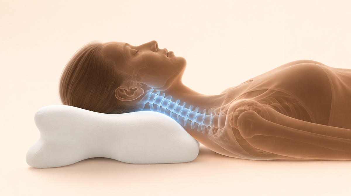 Illustration of a person on the FoamNest pillow