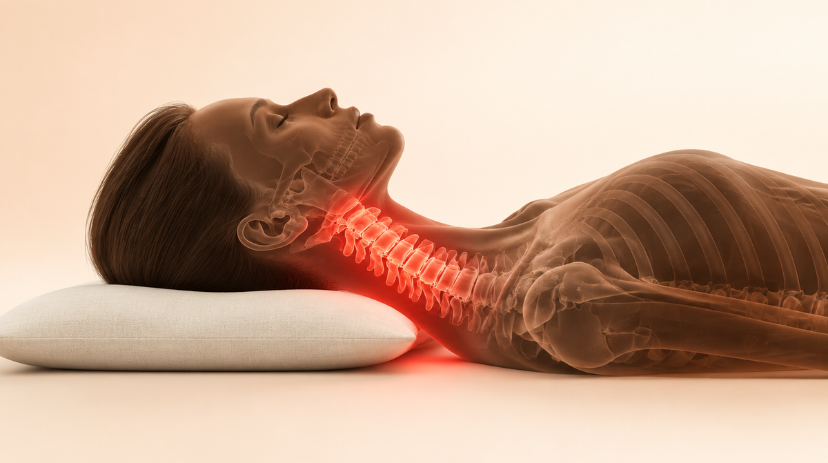 Illustration of a person on a flat pillow